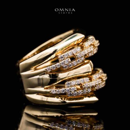 Omnia Sarah Elegant Gold Chain Ring in High Quality Copper Rhodium Plated - Image 3