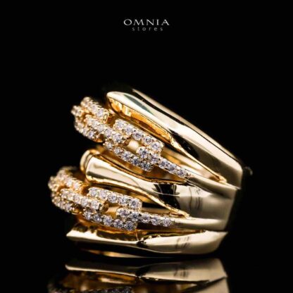 Omnia Sarah Elegant Gold Chain Ring in High Quality Copper Rhodium Plated - Image 2