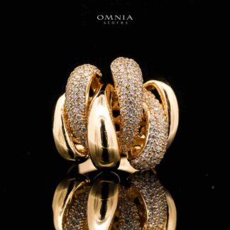Omnia Rania Braided Gold Ring in High Quality Copper Rhodium Plated
