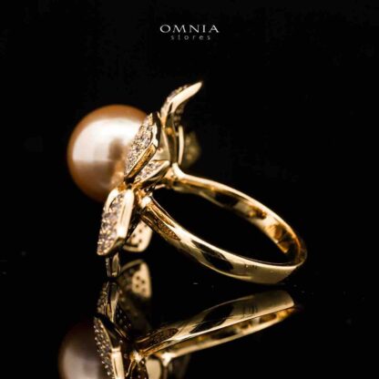 Omnia Ruba Golden Pearl Ring in High Quality Copper Rhodium Plated - Image 2