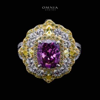 Omnia Maliya Purple Ring in 92.5 Silver High Quality Simulated Diamonds