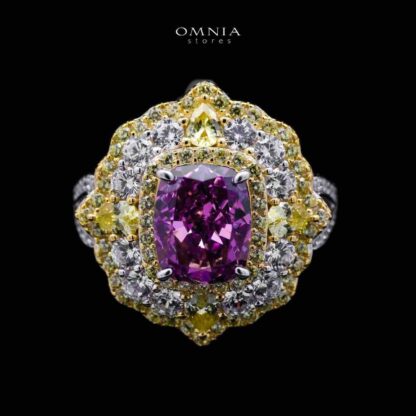 Omnia Maliya Purple Ring in 92.5 Silver High Quality Simulated Diamonds