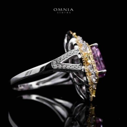 Omnia Maliya Purple Ring in 92.5 Silver High Quality Simulated Diamonds - Image 3