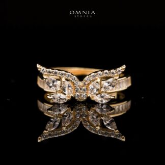 Omnia Malak Winged Charm Ring with High Quality Iced Cut Stone in 92.5 Silver