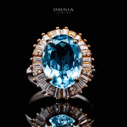 Omnia Mela Ring In 92.5 Silver High Quality topaz stone