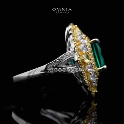 Omnia Maliya Green Ring in 92.5 Silver High Quality Simulated Diamonds - Image 5