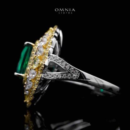 Omnia Maliya Green Ring in 92.5 Silver High Quality Simulated Diamonds - Image 3