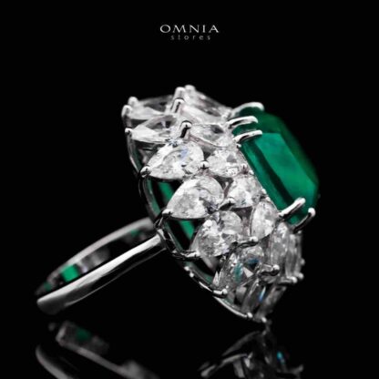 Omnia Thalia Green Ring In 92.5 Silver High Quality Simulated diamonds - Image 3
