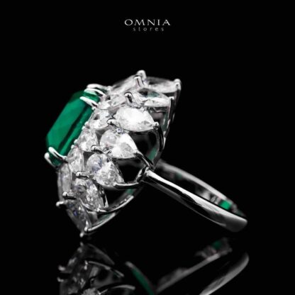 Omnia Thalia Green Ring In 92.5 Silver High Quality Simulated diamonds - Image 2