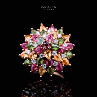 Omnia Selena Ring In 92.5 Silver High Quality Natural tourmaline