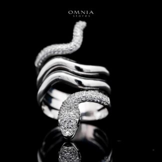 Omnia Aisha Snake Wrap Ring in High Quality Copper Rhodium Plated