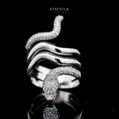 Omnia Aisha Snake Wrap Ring in High Quality Copper Rhodium Plated