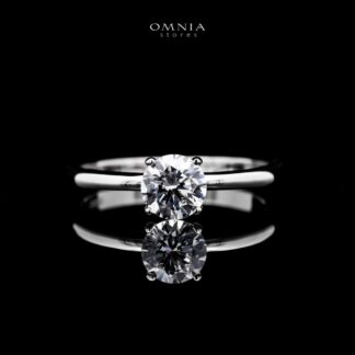 Omnia Jane White Ring Silver Simulated Diamonds