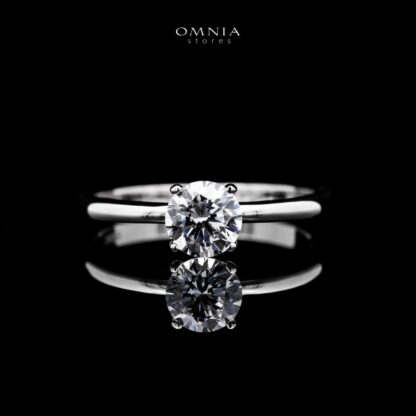 Omnia Jane White Ring Silver Simulated Diamonds