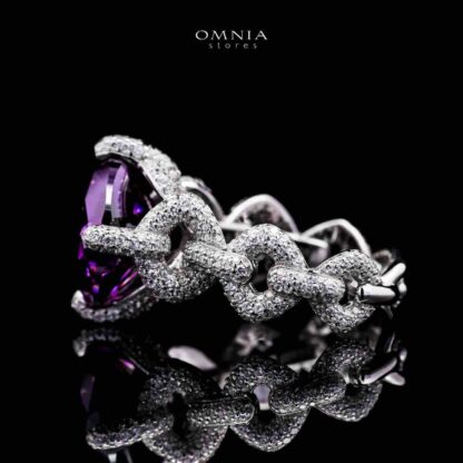 Omnia Farhana Ring 92.5 Silver High Quality Simulated diamonds - Image 2
