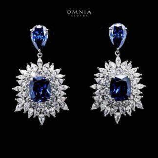Omnia Thalia Blue Earring in 92.5 Silver High Quality Simulated diamonds