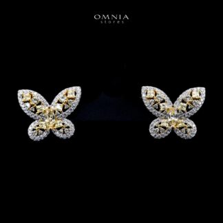 Omnia Dalia Yellow Butterfly Earrings In 92.5 Silver High Quality Simulated Diamonds