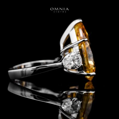 Omnia Carima Light Yellow Ring 2.00 Carat in 925 Silver High Quality Simulated Diamonds - Image 3
