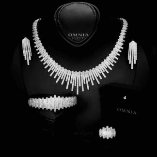 Omnia Ashley Bridal Full Set Accessories High Quality Zircon Stone in Rhodium Plated