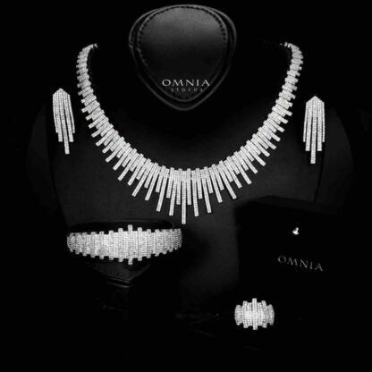 Omnia Ashley Bridal Full Set Accessories High Quality Zircon Stone in Rhodium Plated