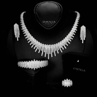 Omnia Ashley White Luxury Bridal Full Set Accessories High Quality Zircon Stone in Rhodium Plated