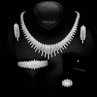 Omnia Ashley White Luxury Bridal Full Set Accessories High Quality Zircon Stone in Rhodium Plated