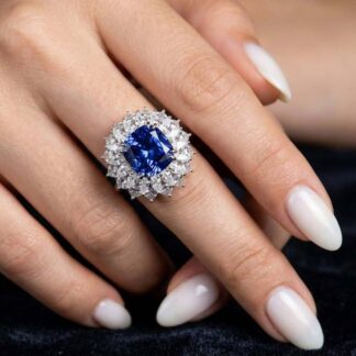 Omnia Thalia Blue Ring 92.5 Pure Silver in High Quality Simulated Diamonds