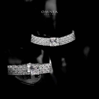 Omnia Zeina Silver Set in 92.5 Silver with High-Quality Simulated Diamonds