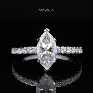 Ghusun White Moissanite Marquise Cut Ring GRA Certified in High Quality 925 Silver 6x12mm 2ct
