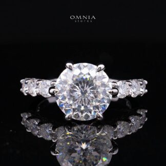 Fidaa White Moissanite Round Cut Ring GRA Certified in High Quality 925 Silver 11mm 5ct