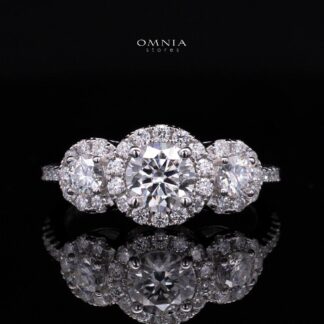 Fawzia White Round Cut Ring GRA Certified in High Quality 925 Silver 6.0mm 0.8ct