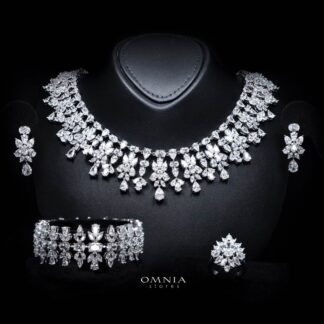 Omnia Dema White Luxury Bridal Full Set in High Quality Zircon Stone Rhodium Plated