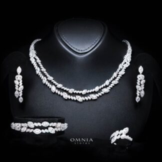 Omnia Nada White Bridal Full Set in High Quality Zircon Stone Rhodium Plated