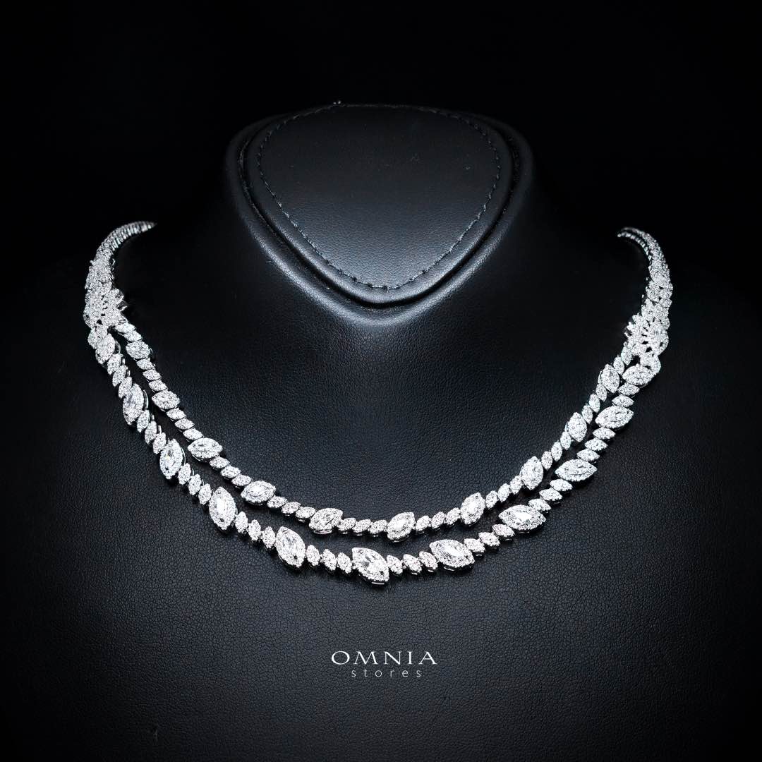 Omnia Nada White Bridal Full Set in High Quality Zircon Stone Rhodium Plated - Image 2