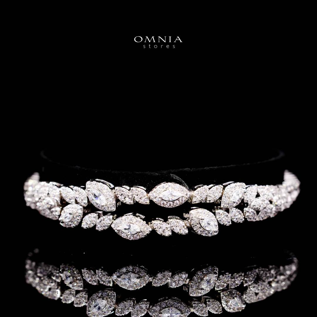 Omnia Nada White Bridal Full Set in High Quality Zircon Stone Rhodium Plated - Image 4