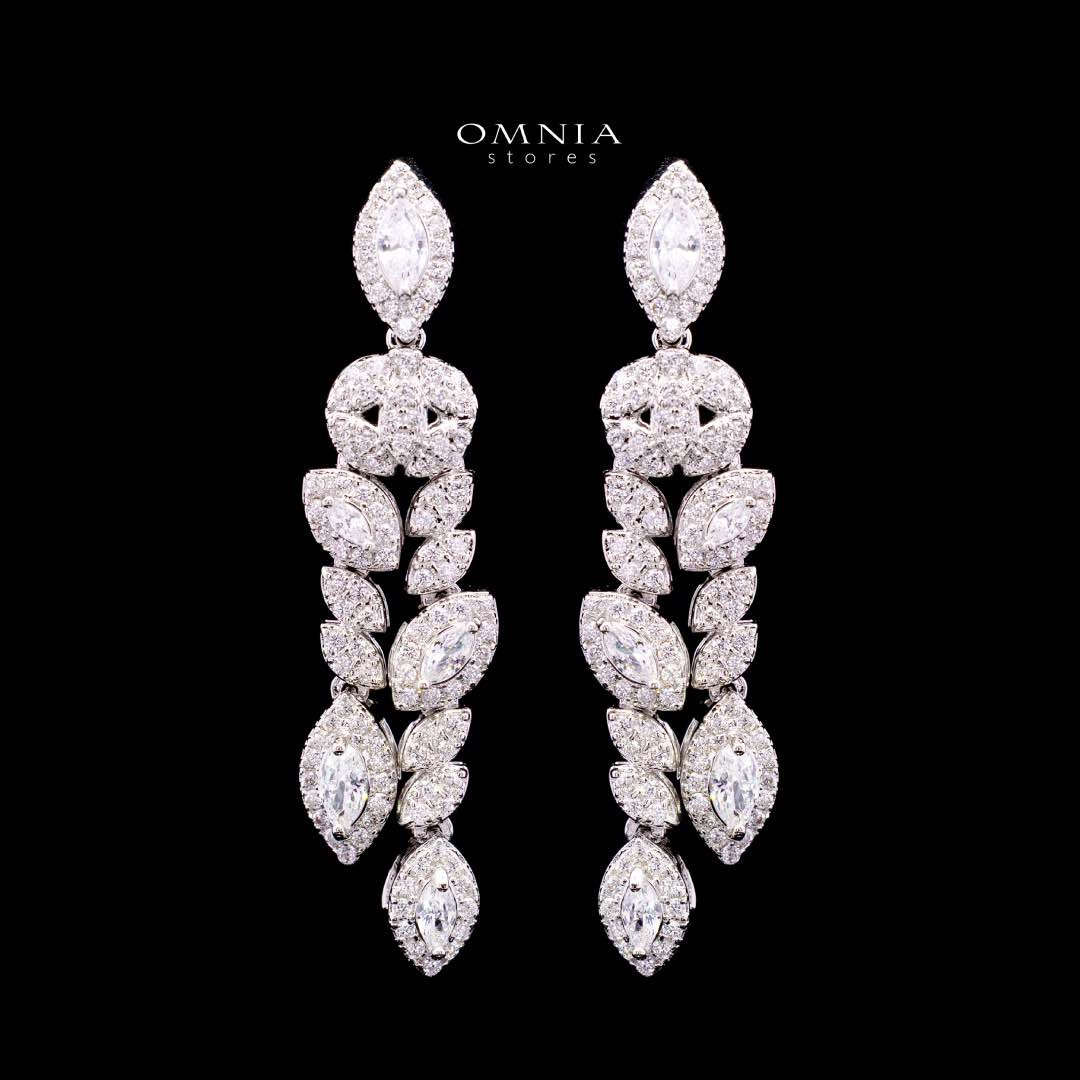 Omnia Nada White Bridal Full Set in High Quality Zircon Stone Rhodium Plated - Image 6