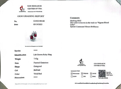 Omnia Itidal Red Ring 92.5 Silver Certified in High Quality Lab Grown Ruby Stone - Image 4