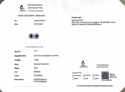 Omnia Jumana Blue Earrings 925 Silver Certified in High Quality Lab Grown Sapphire Stone - Image 4