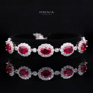 Omnia Mahasin Red Bracelet Wtih GRC Certified in High Quality Lab-Grown Ruby Stone In 925 Silver