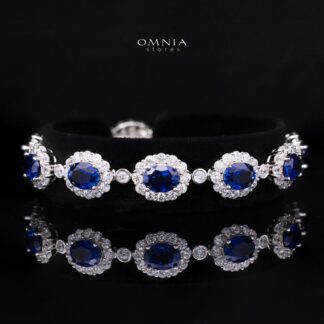 Mahasin Lab-Grown Sapphire Blue Stones With GRC Certified Bracelet in 925 Silver
