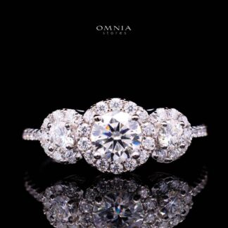 Fawzia White Round Cut Ring GRA Certified in High Quality 925 Silver 6.0mm 0.8ct