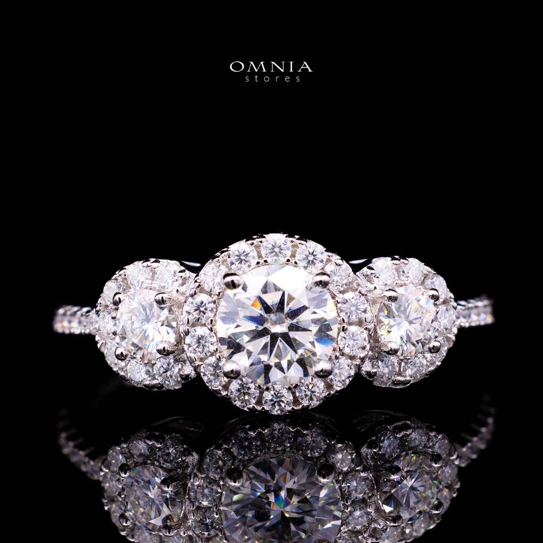 Fawzia White Round Cut Ring GRA Certified in High Quality 925 Silver 6.0mm 0.8ct