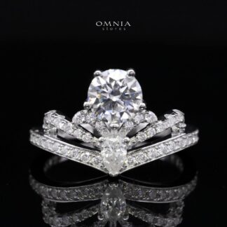 Joumana White Round Cut Ring GRA Certified in High Quality 925 Silver 6.5mm 1ct