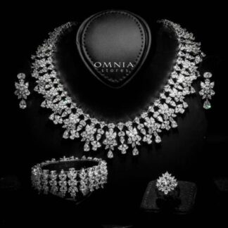Omnia Dema White Luxury Bridal Full Set in High Quality Zircon Stone Rhodium Plated(size 18 only available in ksa)