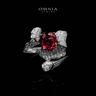 Omnia Jameela Red Ring 92.5 Silver Certified in High Quality Lab Crafted Ruby Stone
