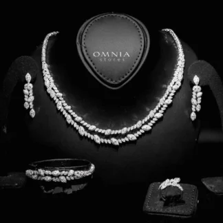 Omnia Nada White Bridal Full Set in High Quality Zircon Stone Rhodium Plated