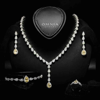 Omnia Radya Yellow Bridal Full Set in High Quality Zircon Stone Rhodium Plated