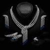 Omnia Rahaf Blue Bridal Full Set Accessories in High Quality Zircon Stone in Rhodium Plated