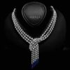 Omnia Rahaf Blue Bridal Full Set Accessories in High Quality Zircon Stone in Rhodium Plated - Image 2
