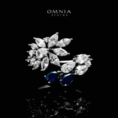 Omnia Rahaf Blue Bridal Full Set Accessories in High Quality Zircon Stone in Rhodium Plated - Image 5